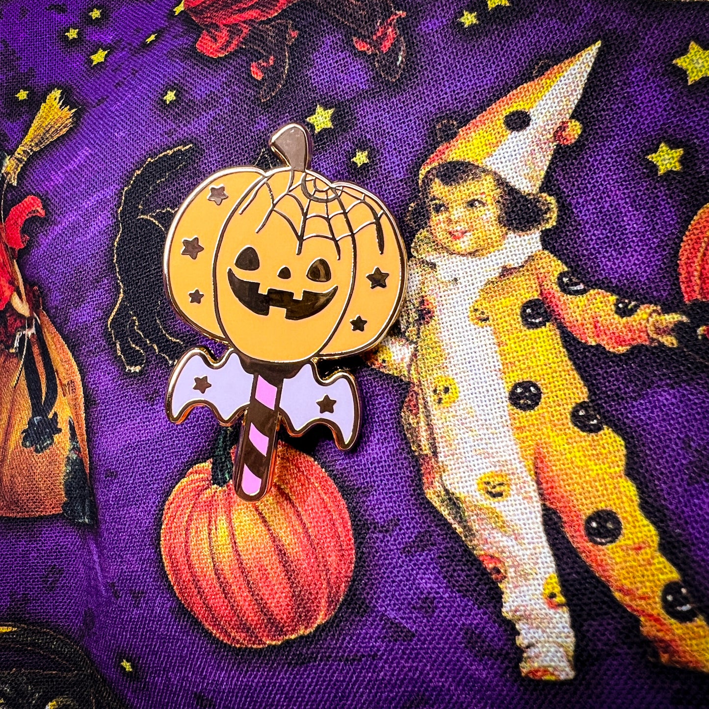 Pumpkin Wand Enamel Pin