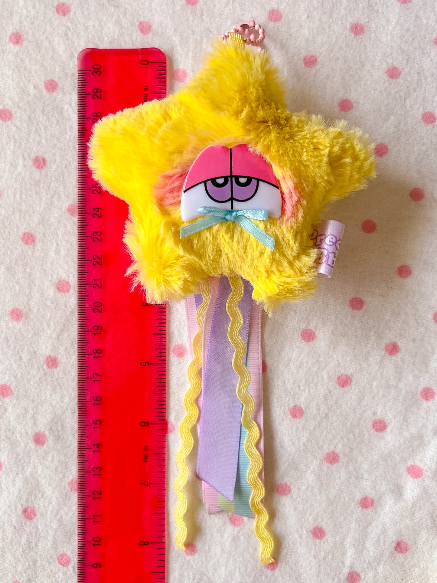 Shaggy Star Plush Bag Charm w/RicRac Trim