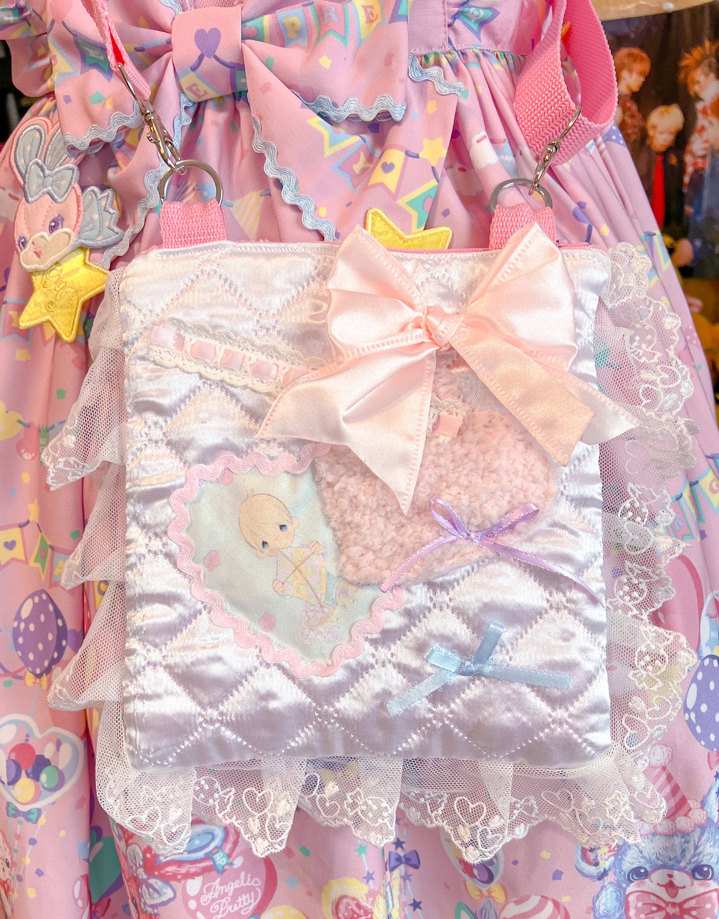 Precious Moments Applique Satin Purse
