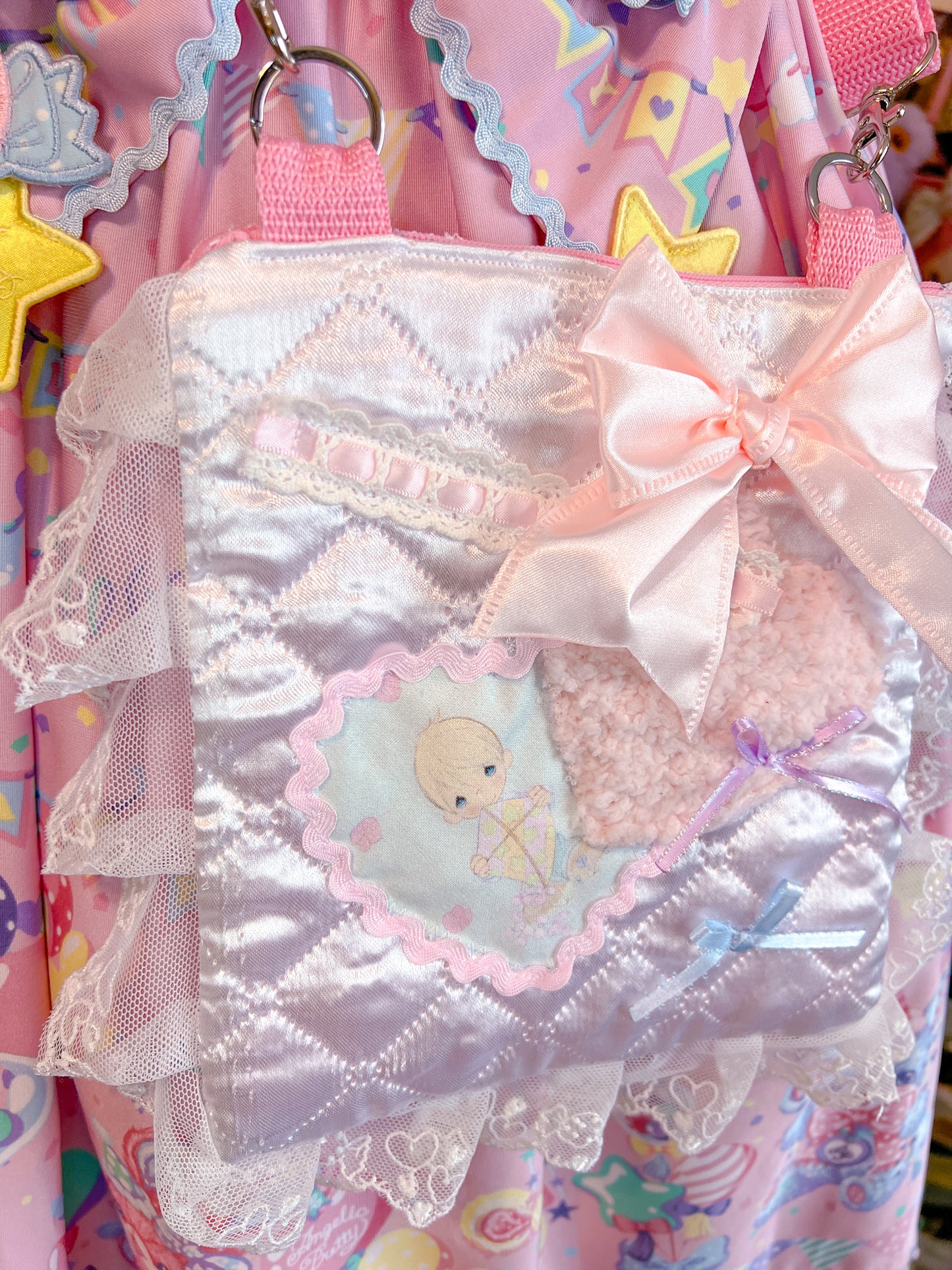 Precious Moments Applique Satin Purse
