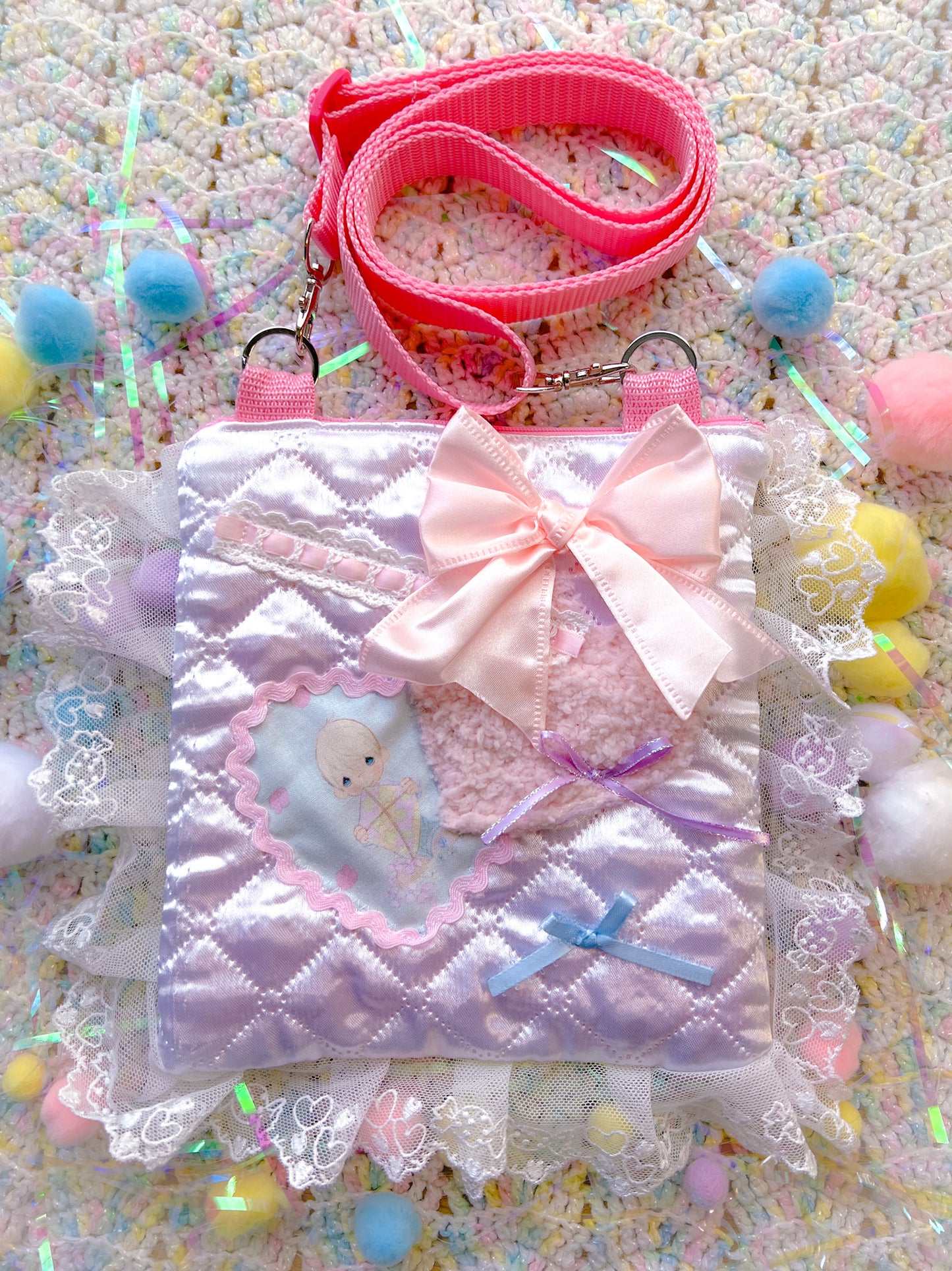 Precious Moments Applique Satin Purse