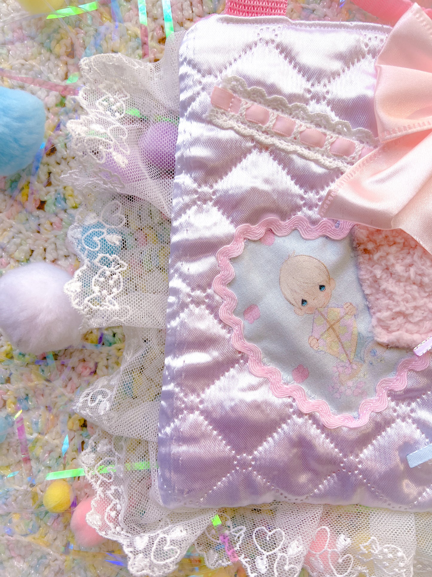 Precious Moments Applique Satin Purse