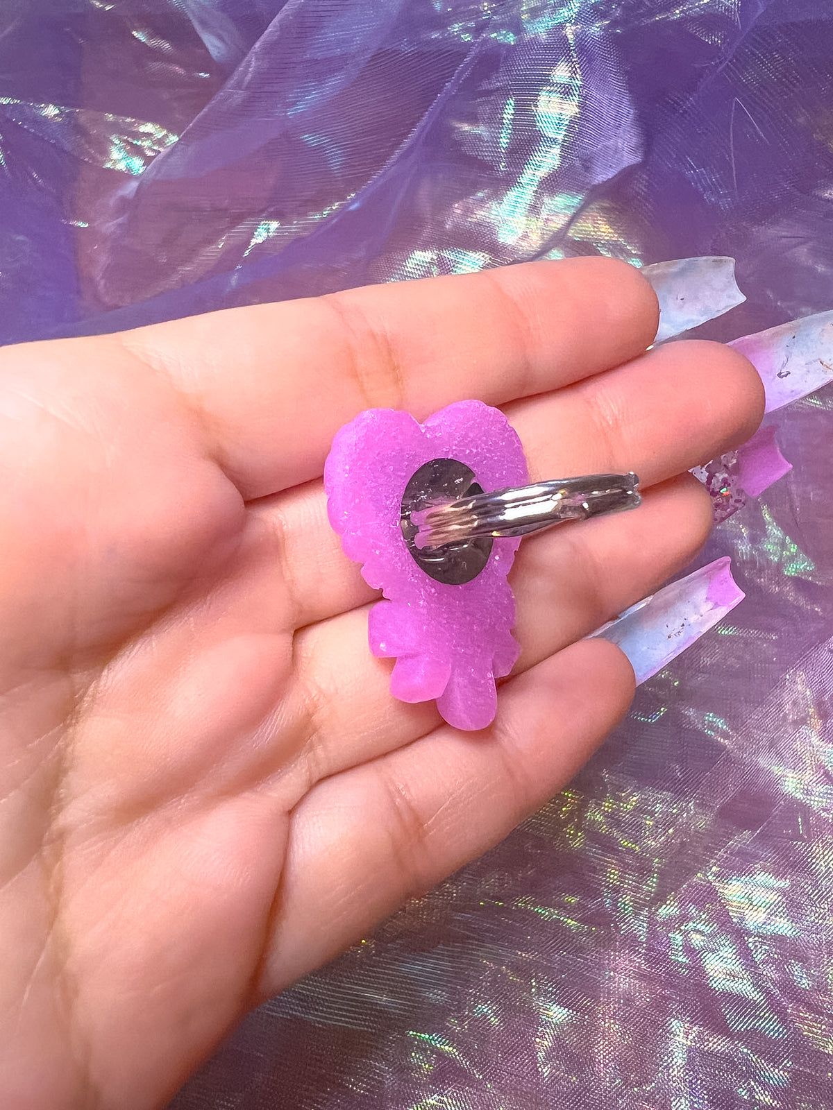 Glittering Hot Pink Magic Wand Resin Ring