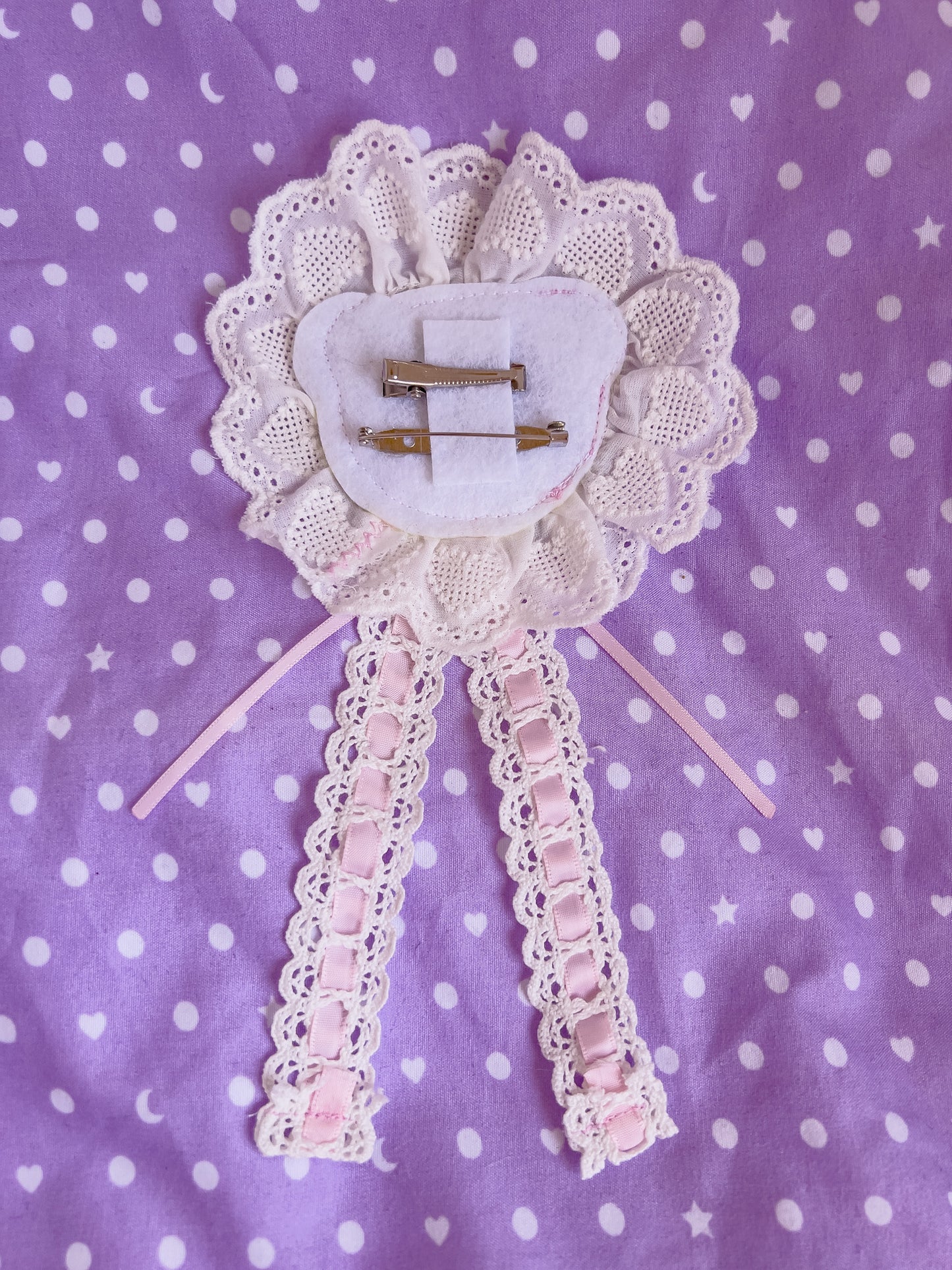 Little Bear Brooch- Cotton Heart Lace