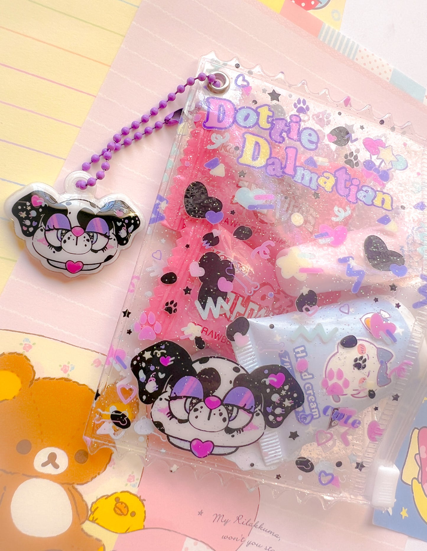 Dottie Dalmatian Clear Pouch with Puff Charm