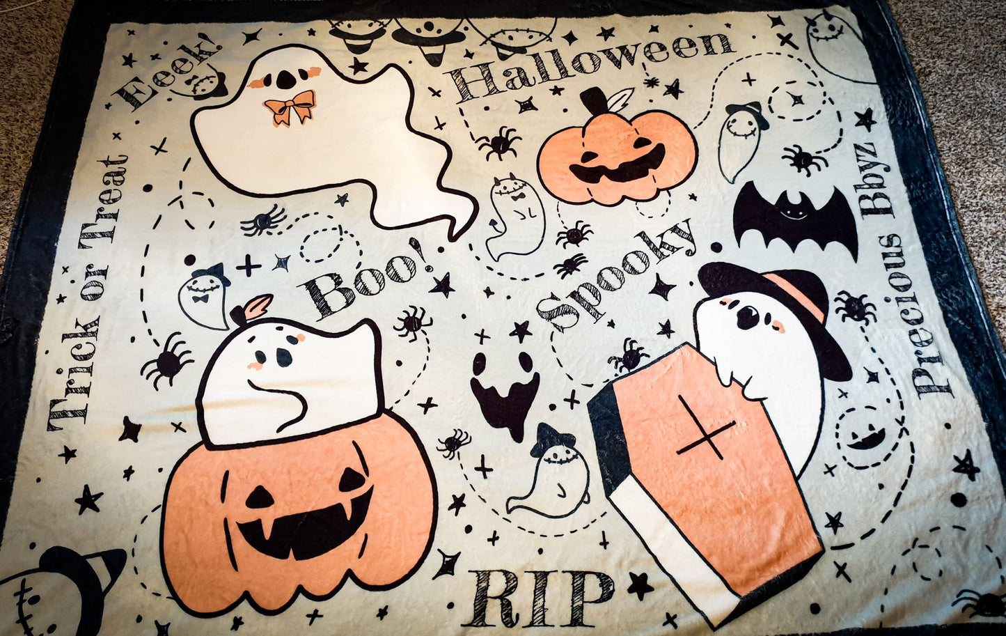 Cozy Ghosts Fluffy Halloween Throw Blanket