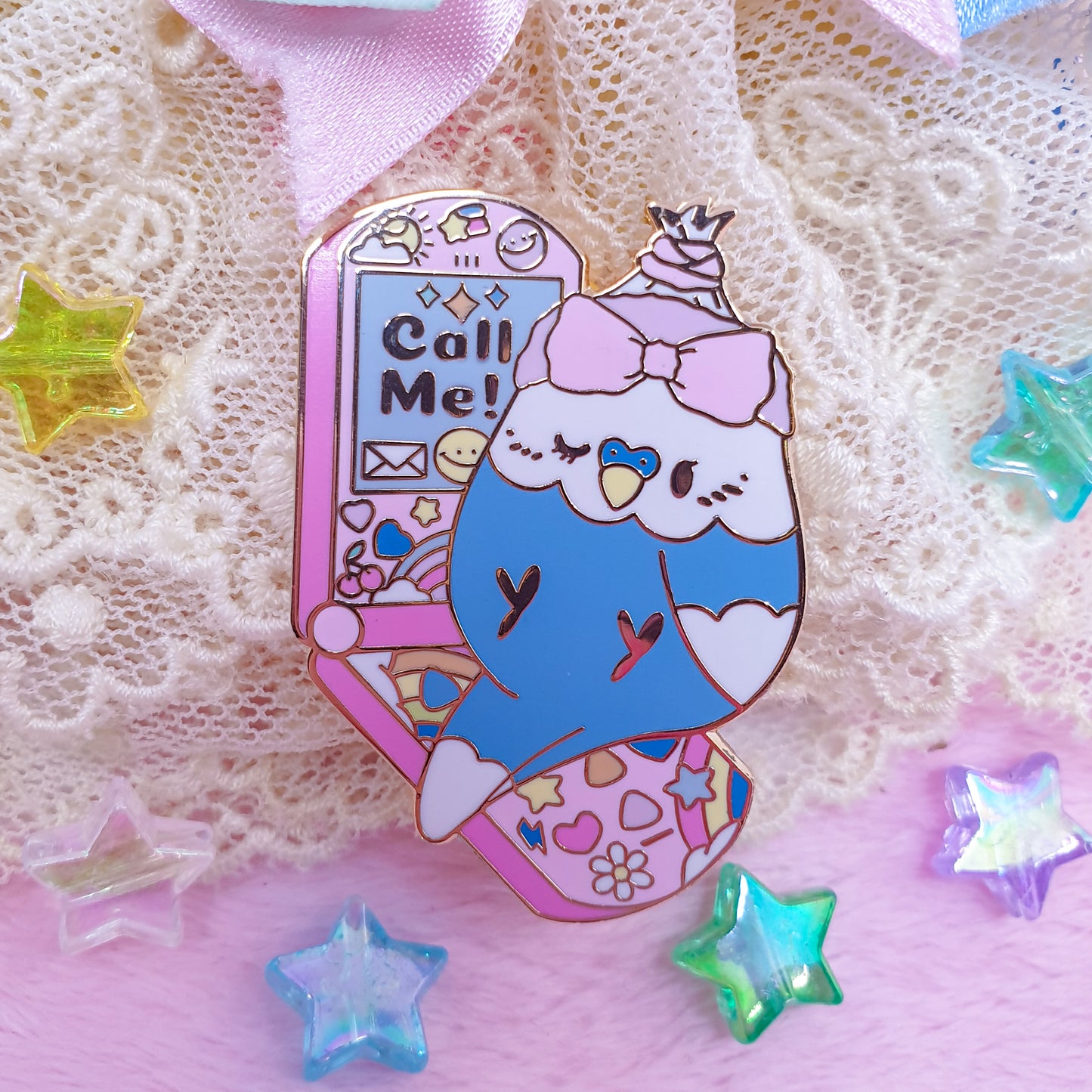 Y2Kall Me! Blue Budgie Pin