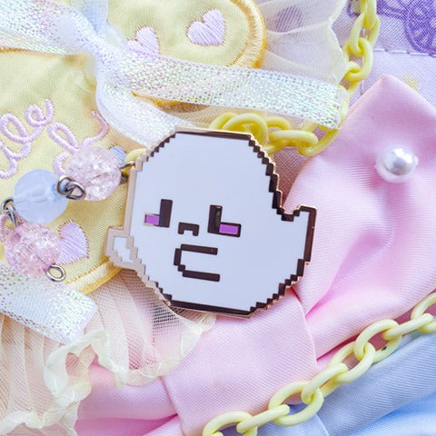 8-bit Pixel Ghost Spooky Enamel Pin