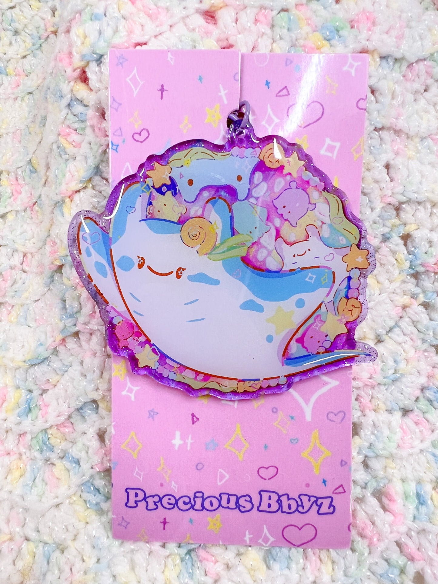 Stingy and Friends Purple Glitter Kawaii Key Chain