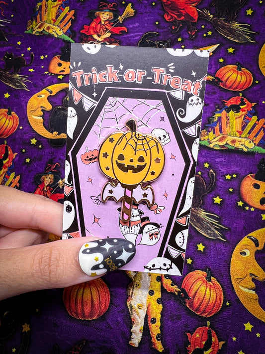 Pumpkin Wand Enamel Pin