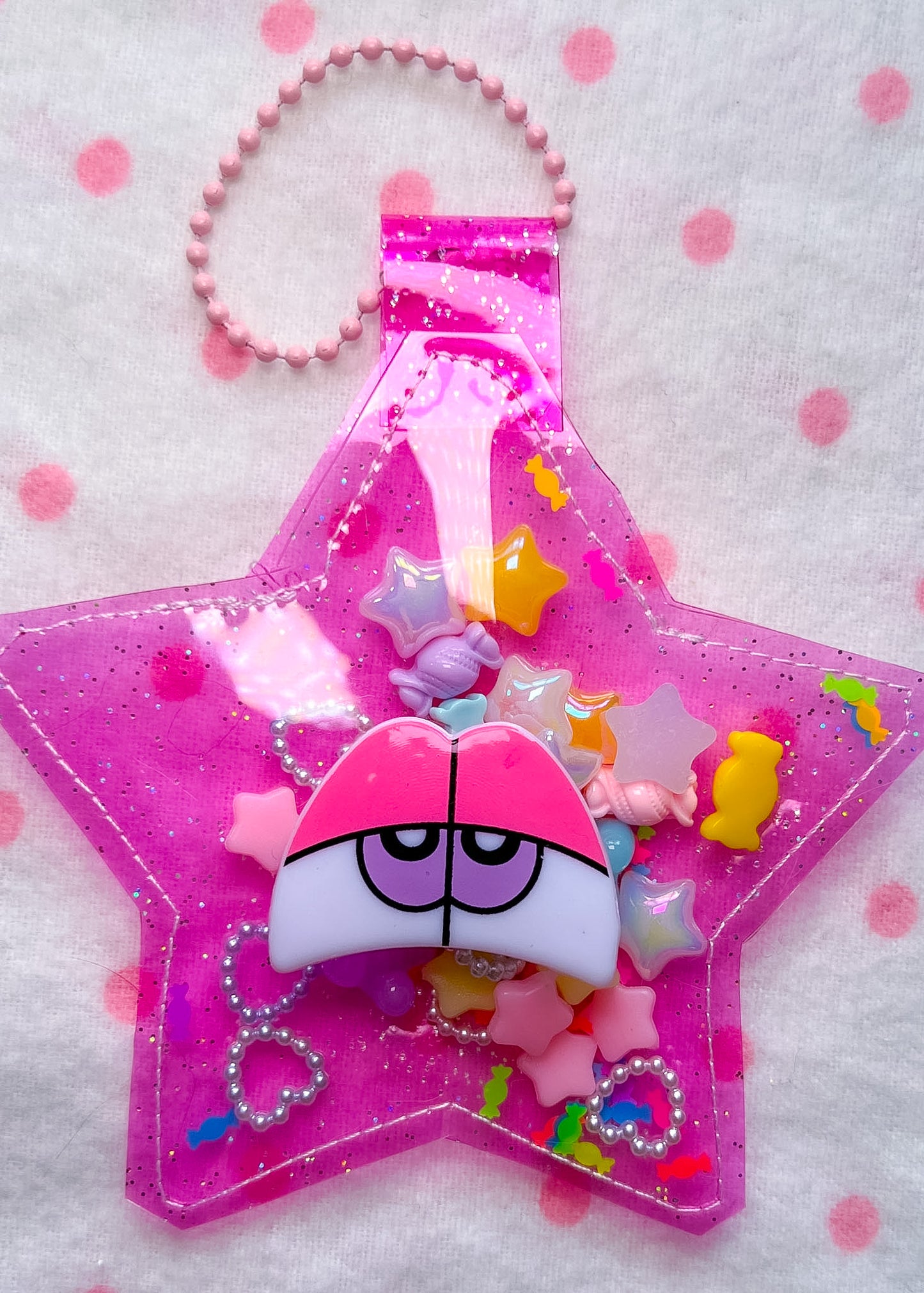 Pink Glitter Jelly Star Bag Charm