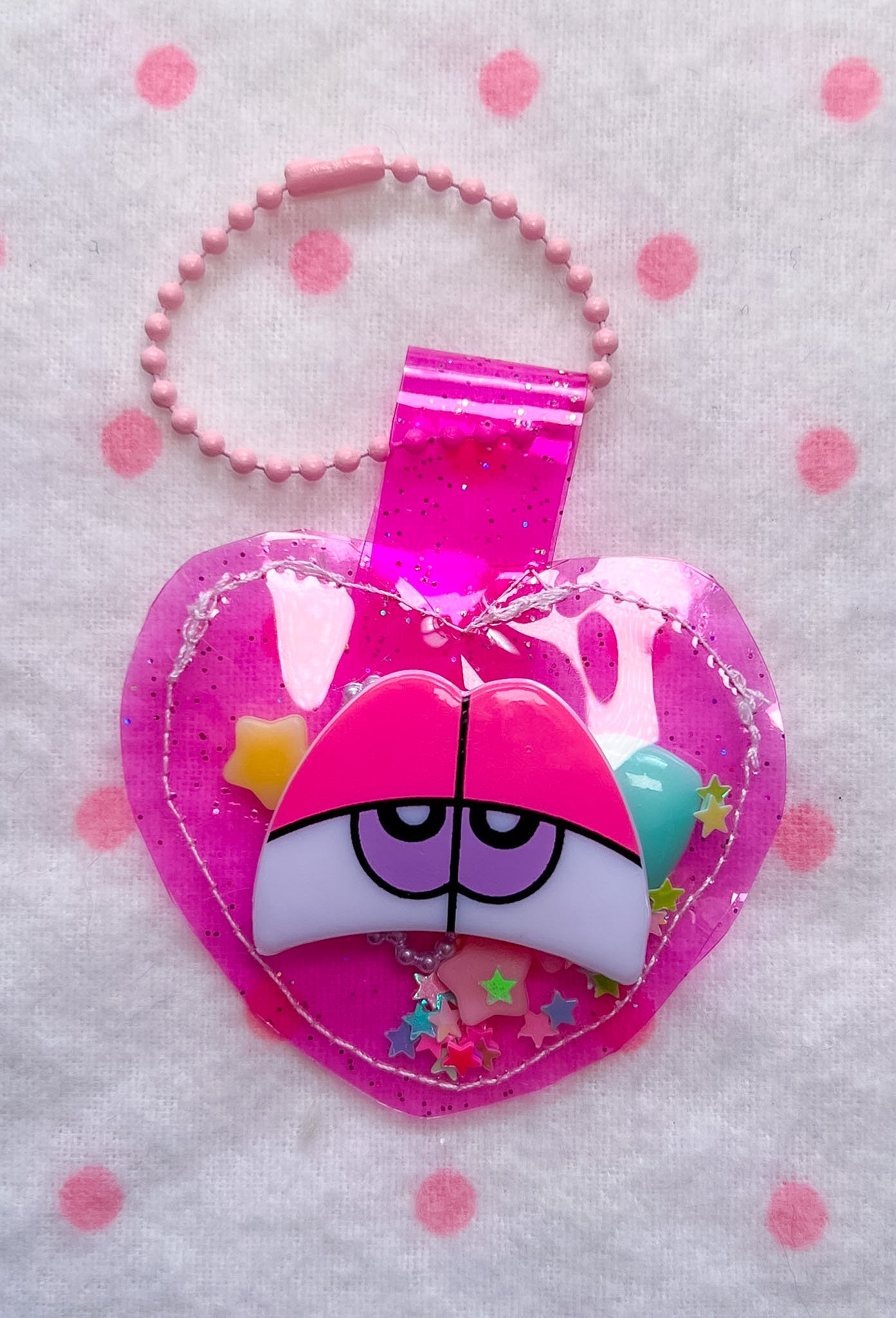 Pink Glitter Jelly Heart Bag Charm