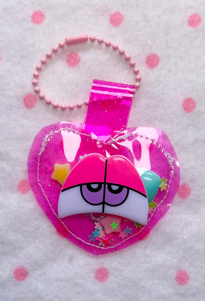 Pink Glitter Jelly Heart Bag Charm