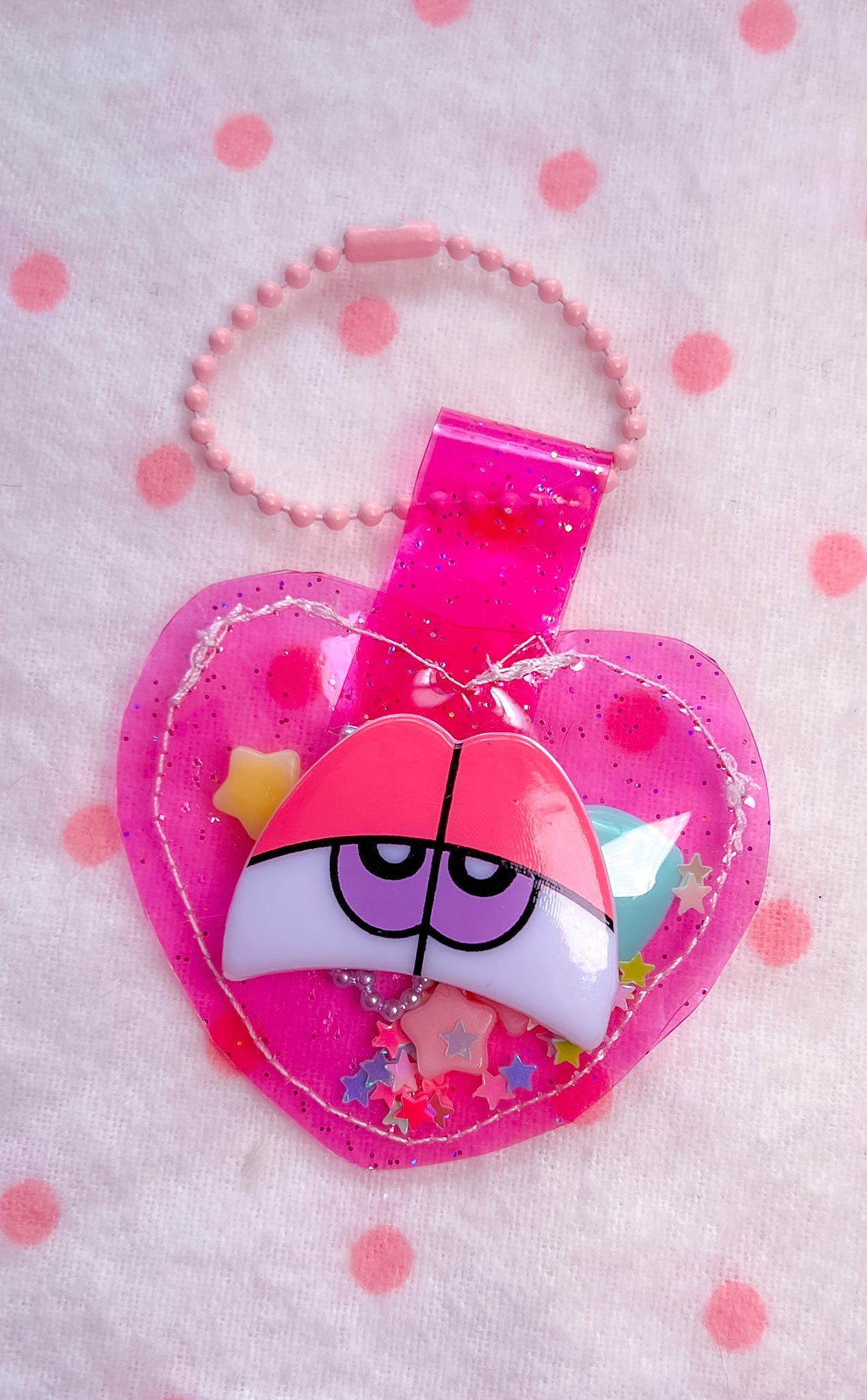 Pink Glitter Jelly Heart Bag Charm