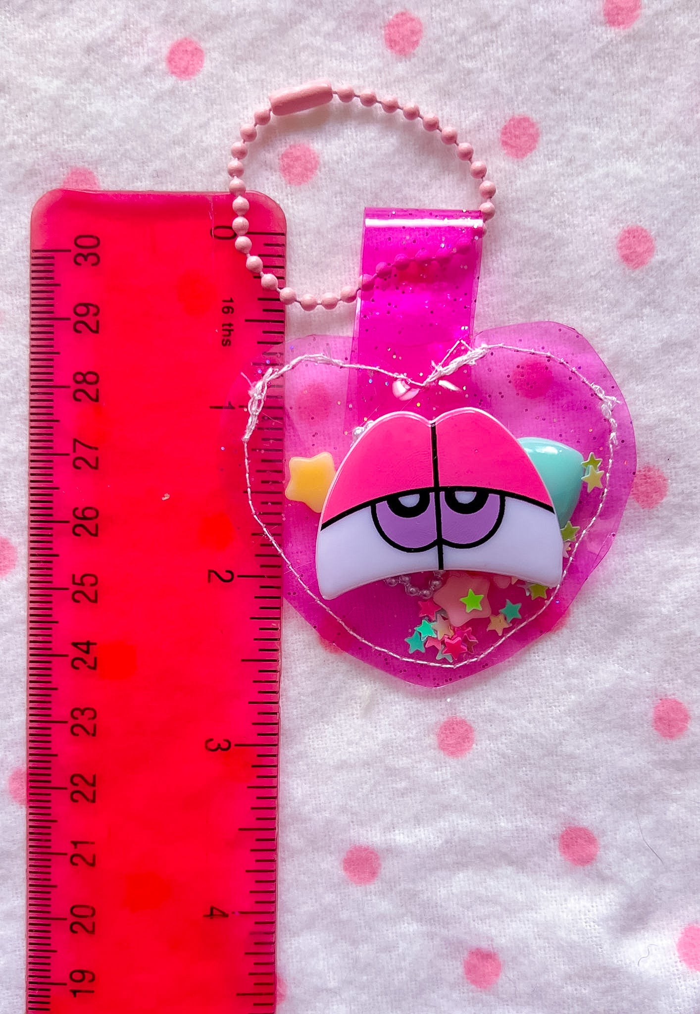 Pink Glitter Jelly Heart Bag Charm