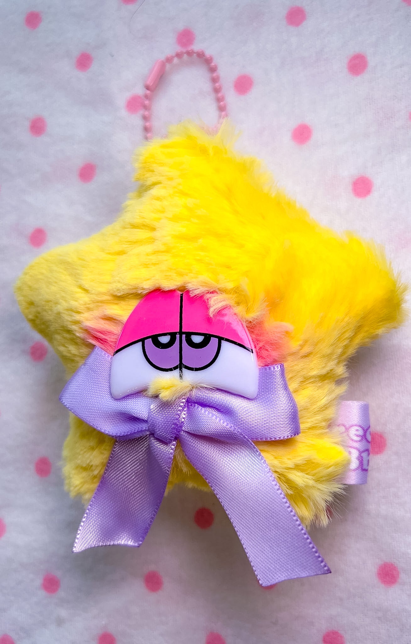 Shaggy Star Plush Bag Charm w/ Purple Bow