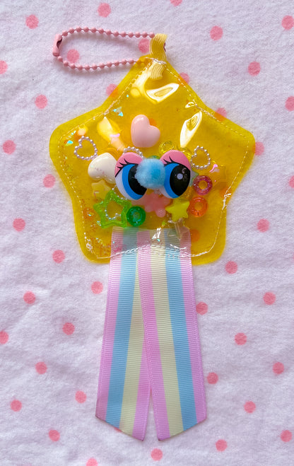 Yellow Jelly Star Bag Charm (rainbow ribbon)