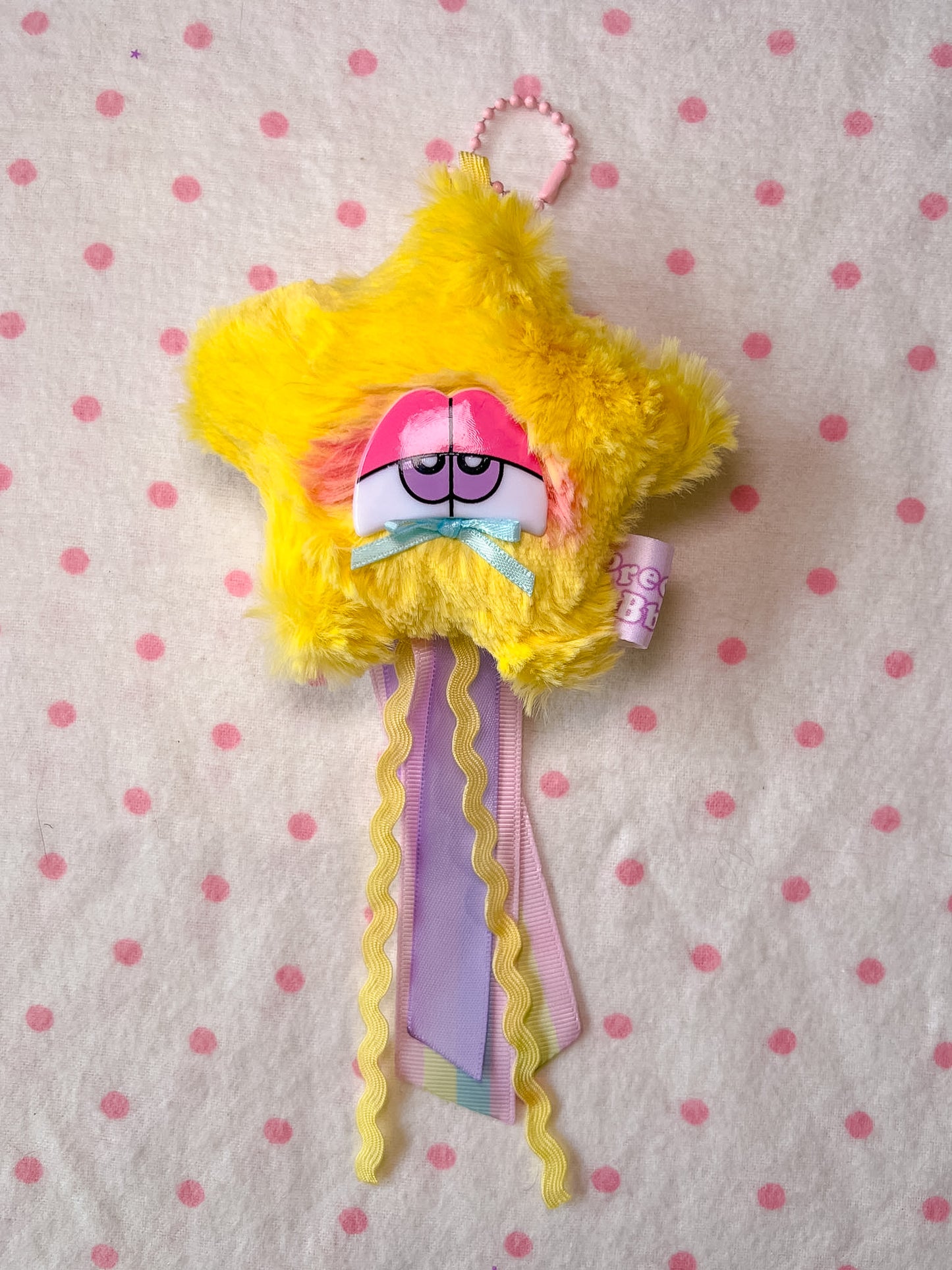 Shaggy Star Plush Bag Charm w/RicRac Trim