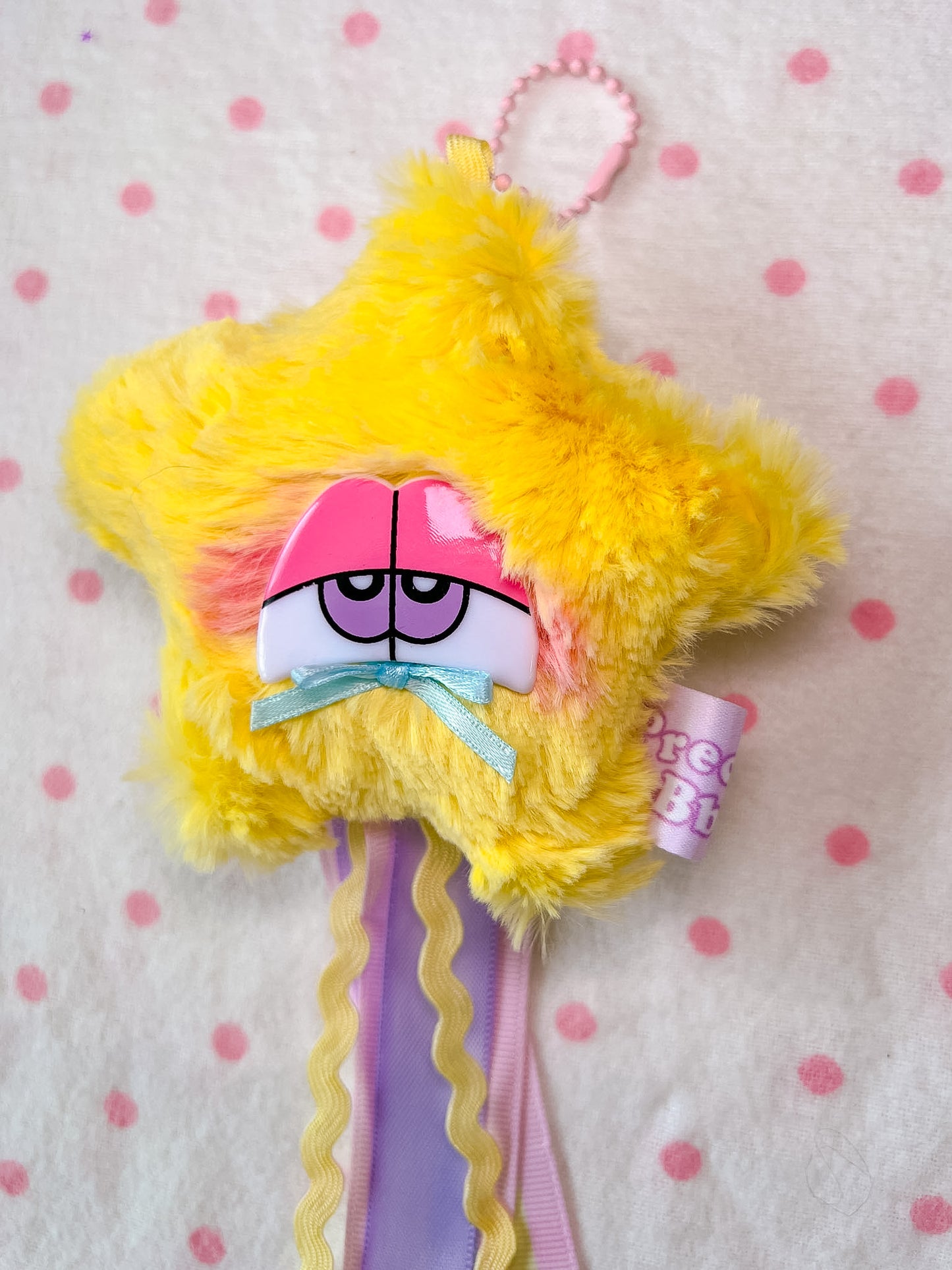 Shaggy Star Plush Bag Charm w/RicRac Trim