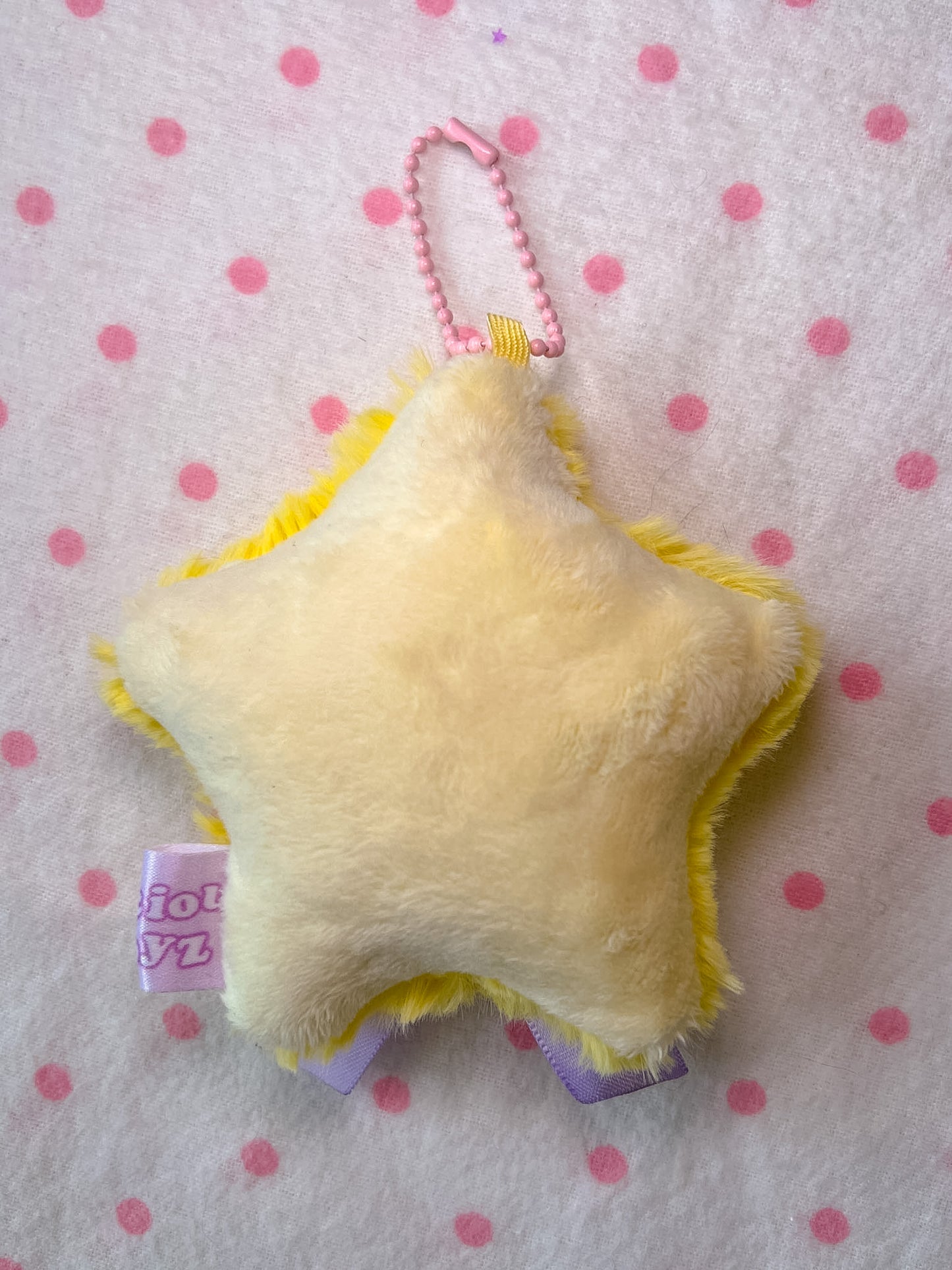 Shaggy Star Plush Bag Charm w/ Purple Bow