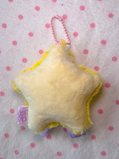 Shaggy Star Plush Bag Charm w/ Purple Bow