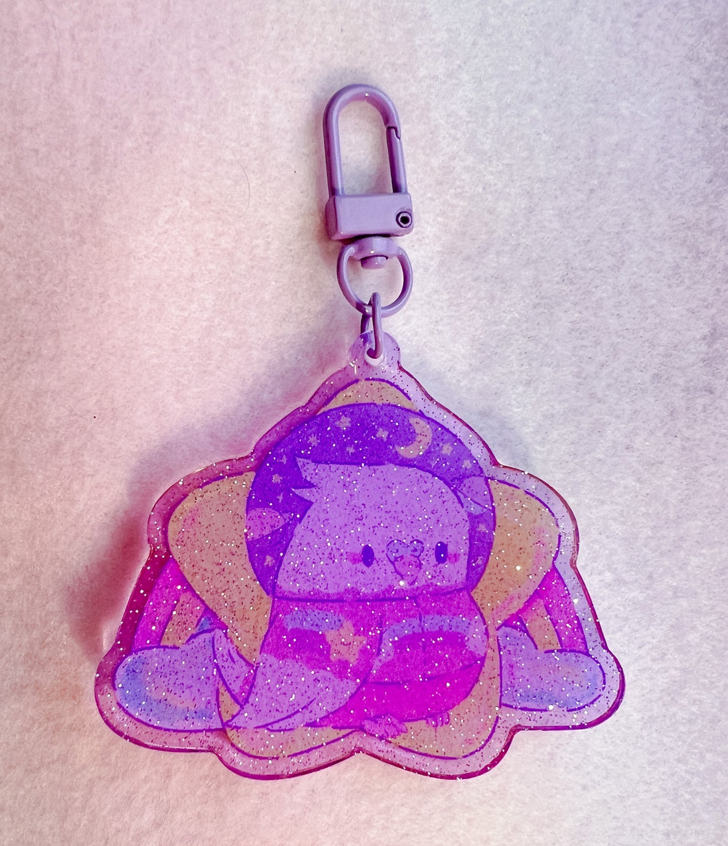 Astro Birb Purple Glitter Kawaii Key Chain