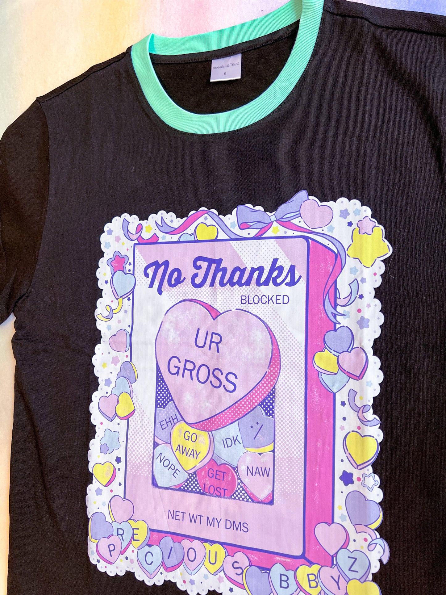 No Thanks Conversation Hearts Contrast T-Shirt