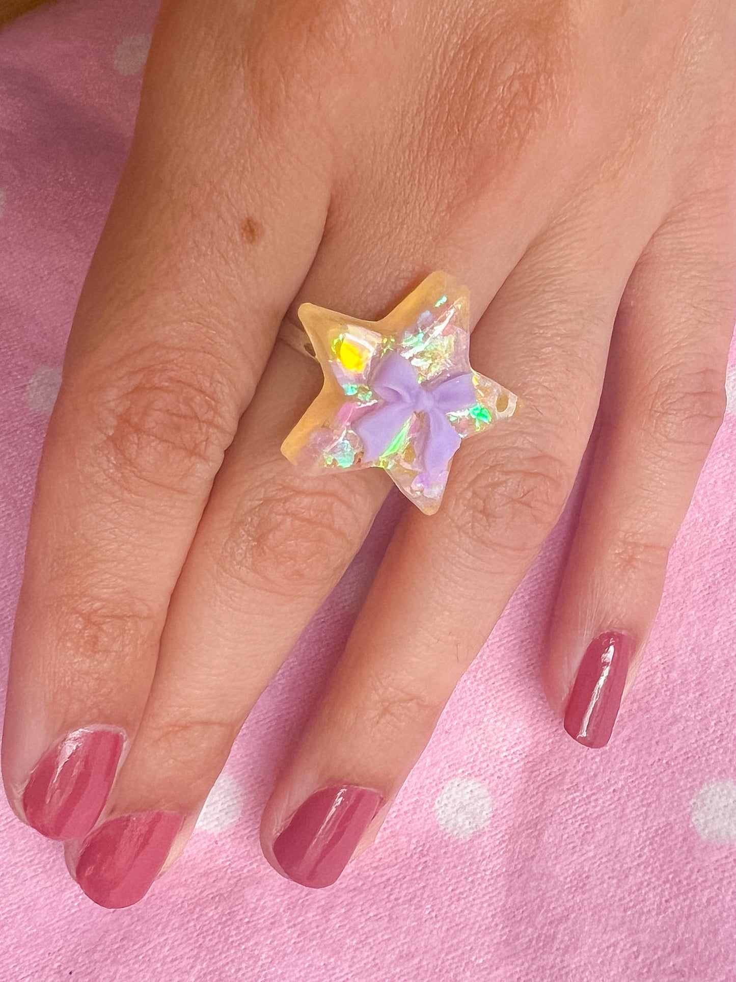 Yellow Sparkle Star Ring