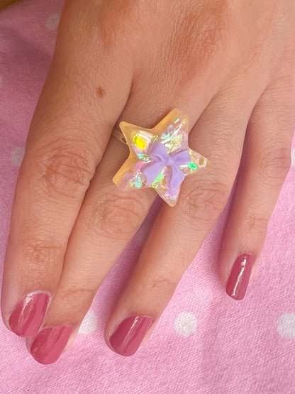 Yellow Sparkle Star Ring