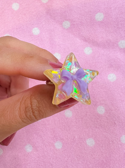 Yellow Sparkle Star Ring