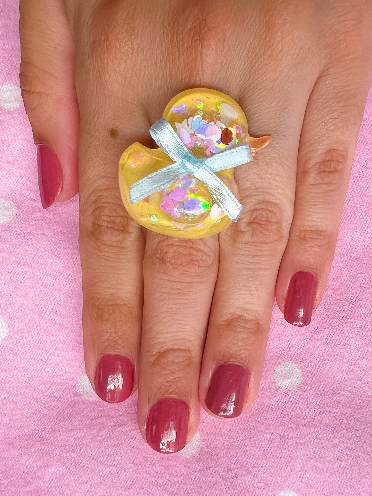 Ducky Resin Ring (blue bow)
