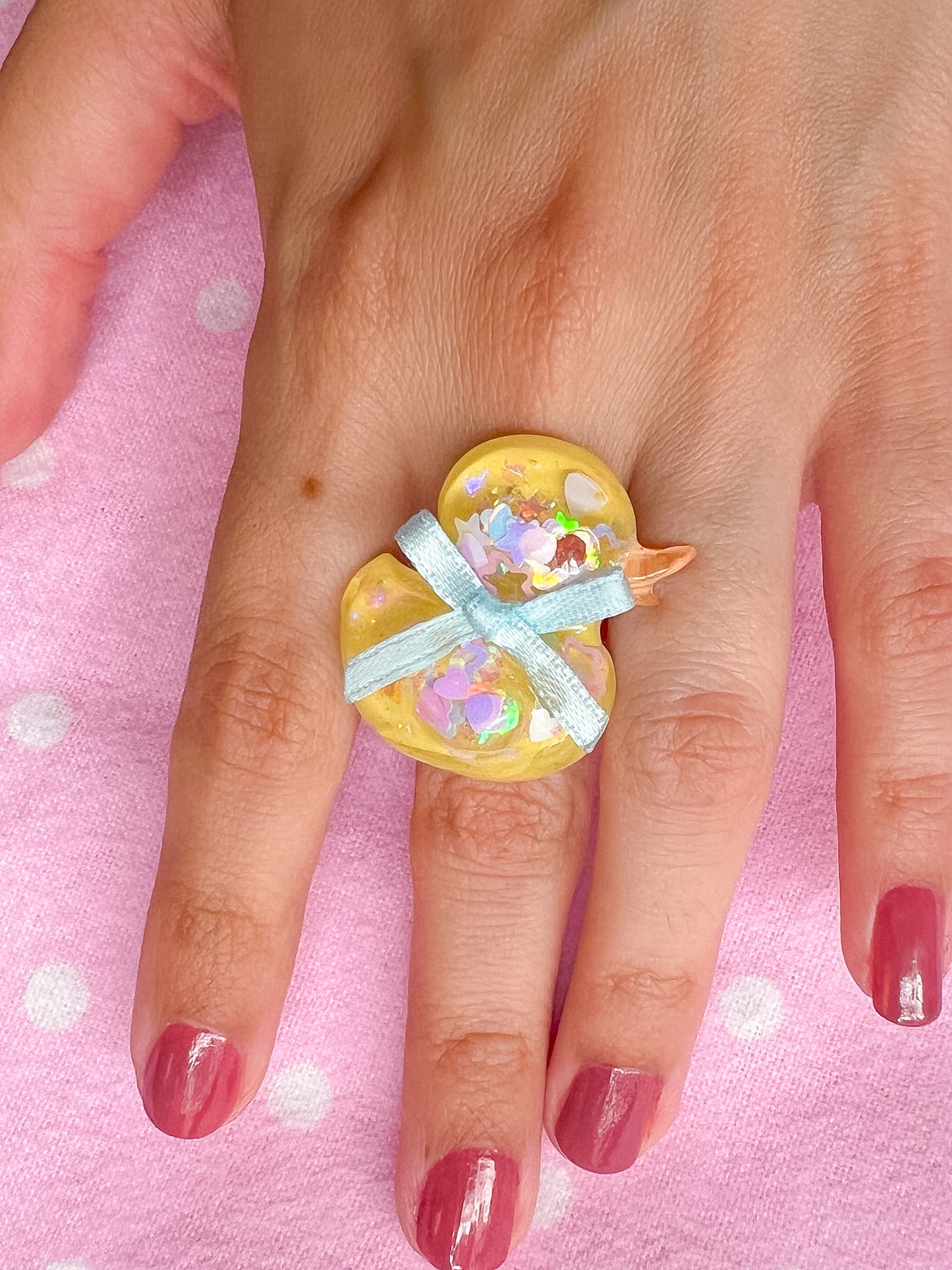 Ducky Resin Ring (blue bow)