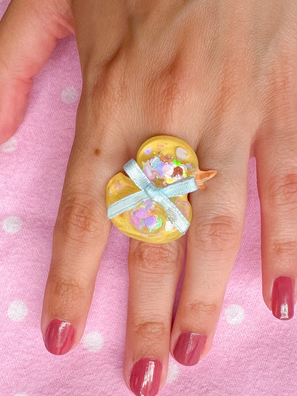 Ducky Resin Ring (blue bow)
