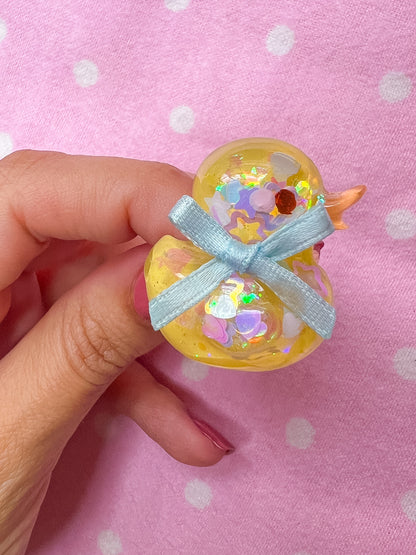 Ducky Resin Ring (blue bow)