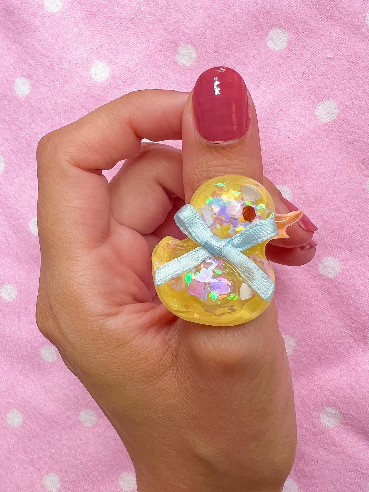 Ducky Resin Ring (blue bow)