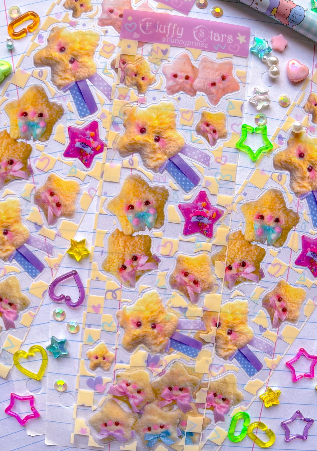 Fuzzy Stars Clear Sticker Sheet