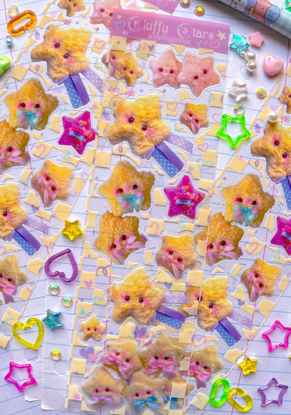 Fuzzy Stars Clear Sticker Sheet