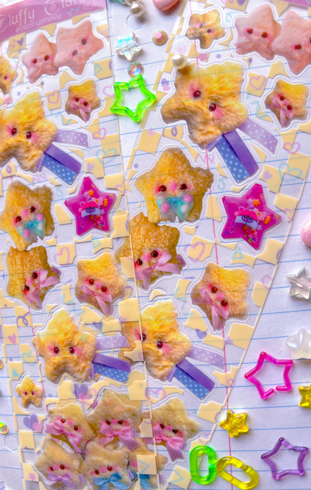 Fuzzy Stars Clear Sticker Sheet