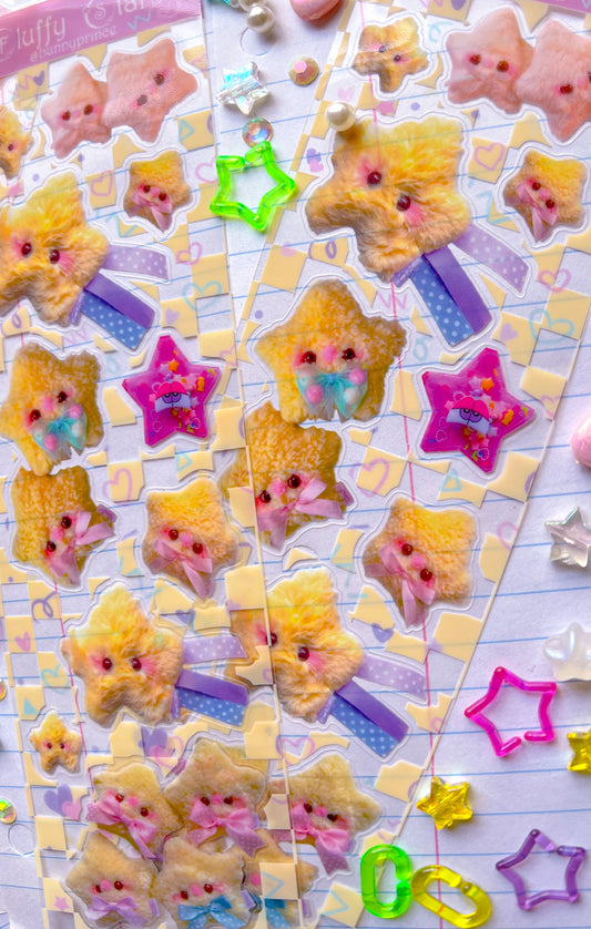 Fuzzy Stars Clear Sticker Sheet