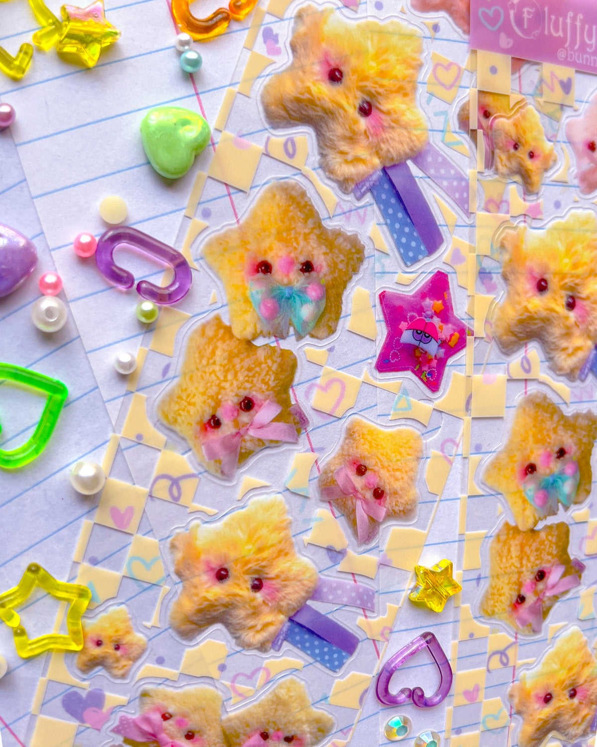Fuzzy Stars Clear Sticker Sheet