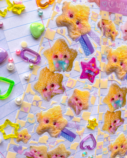 Fuzzy Stars Clear Sticker Sheet