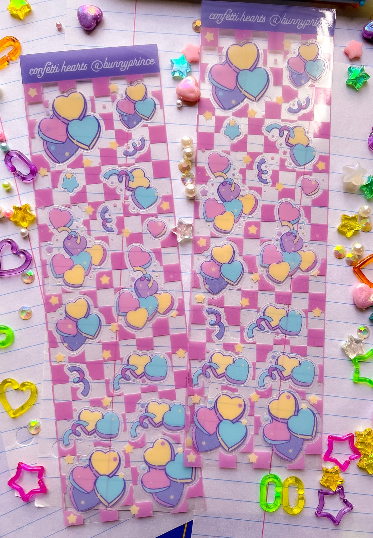 Confetti Conversation Hearts Clear Sticker Sheet