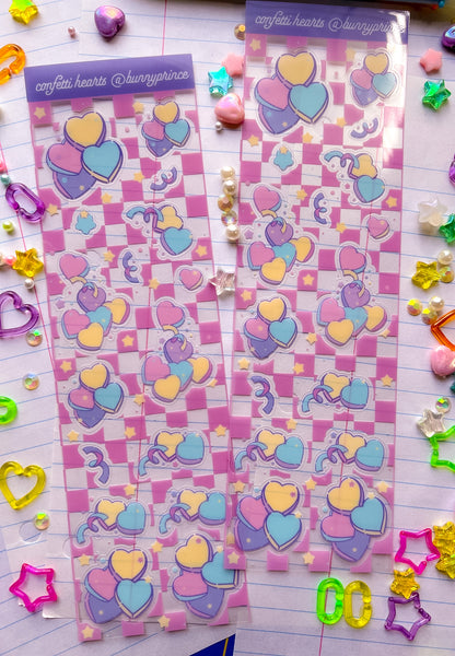 Confetti Conversation Hearts Clear Sticker Sheet