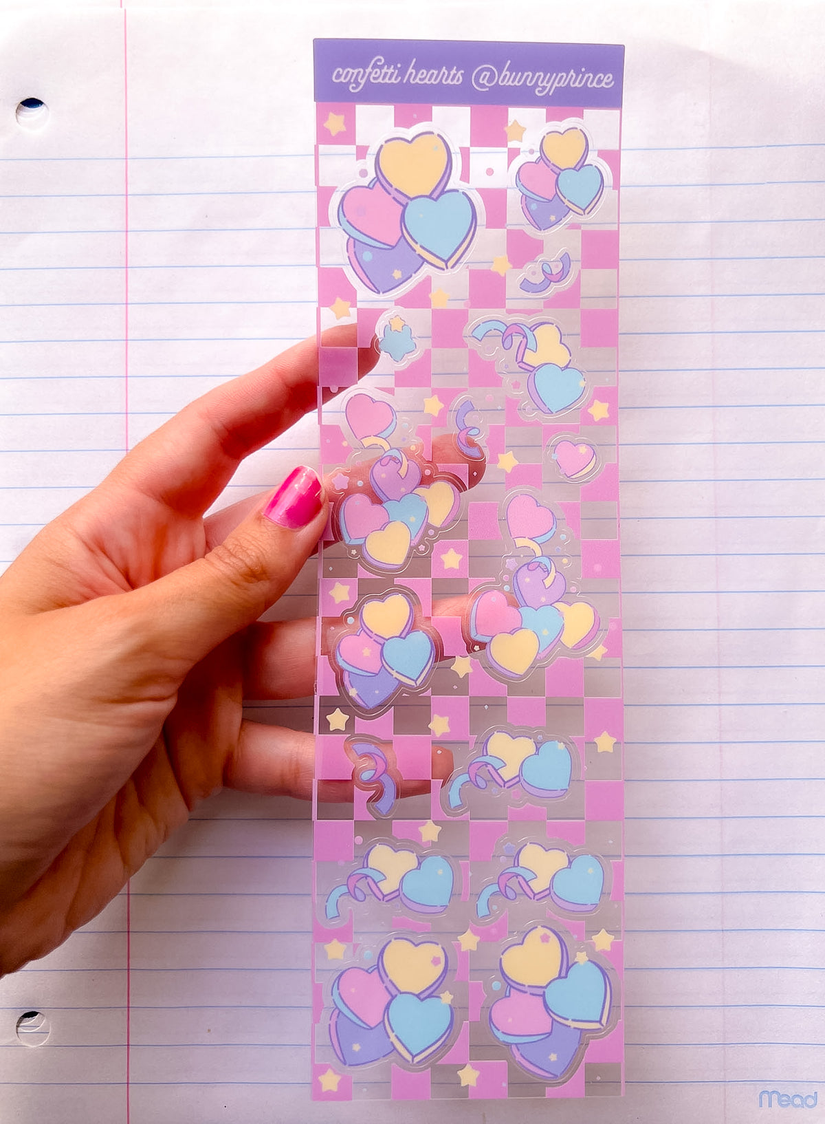 Confetti Conversation Hearts Clear Sticker Sheet