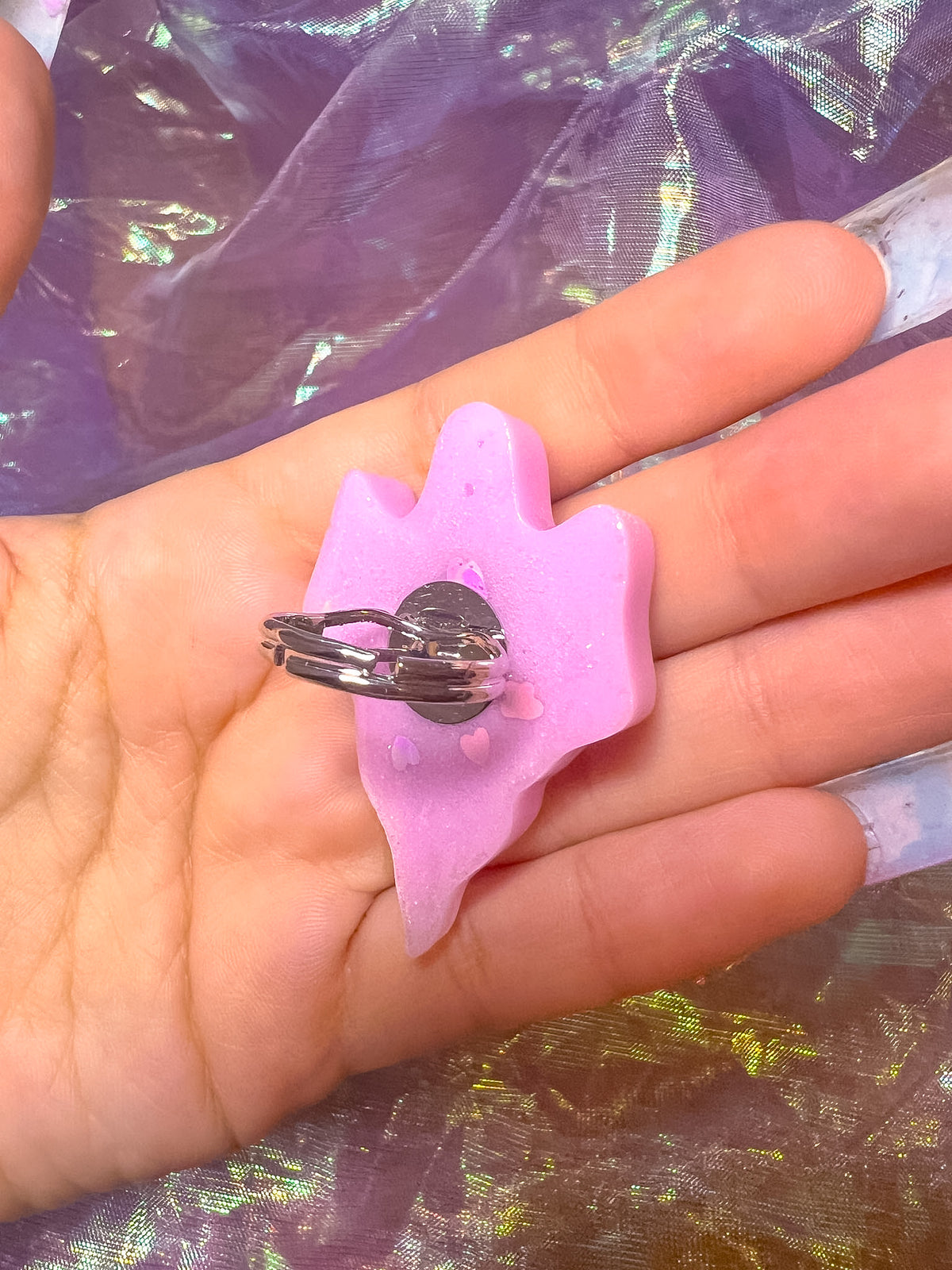 Pink Ghost Resin Ring (transluscent bow)