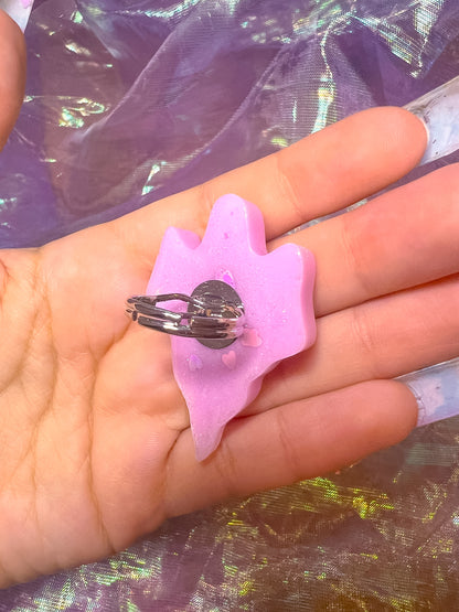 Pink Ghost Resin Ring (transluscent bow)