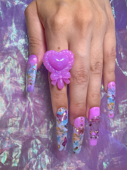 Glittering Hot Pink Magic Wand Resin Ring