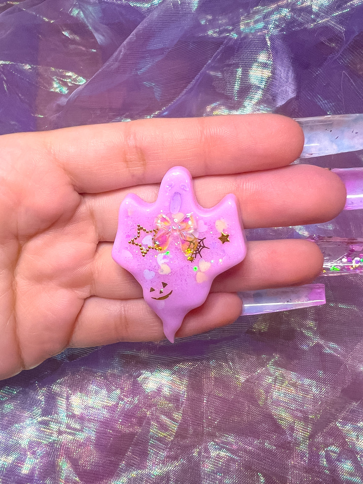 Pink Ghost Resin Ring (transluscent bow)