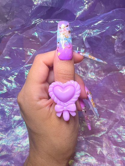 Solid Pink-Purple Magic Wand Resin Ring