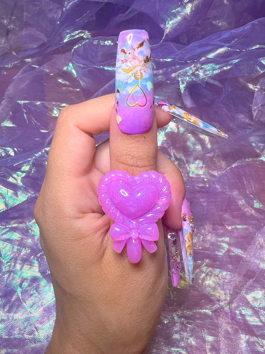 Glittering Hot Pink Magic Wand Resin Ring